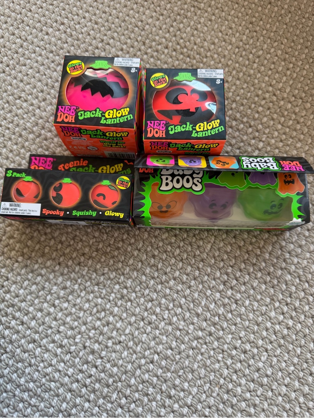 Halloween Needoh Jack-Glow Lantern & Baby Boos x4. New and authentic!